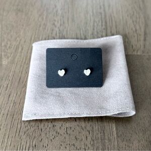 Delicate Heart CZ Stud Earrings, New